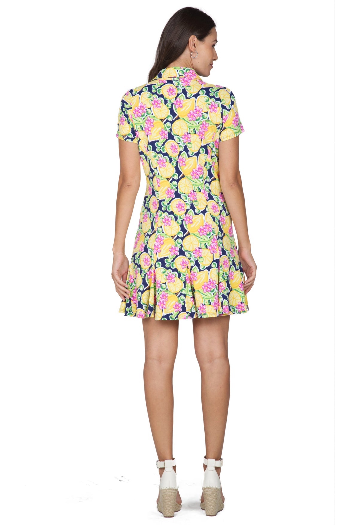 Calista Print Short Sleeve Godet Dress – 69652
