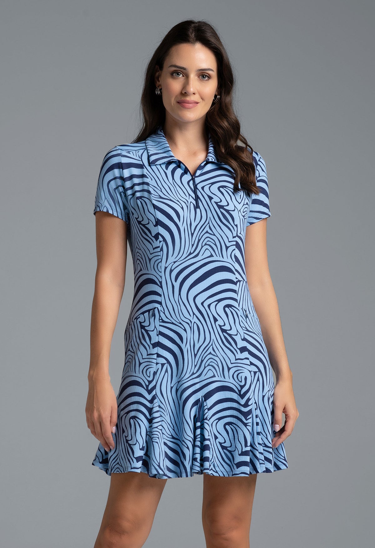 Cecilia Print Short Sleeve Godet Dress – 69932